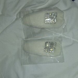 Miu Miu White Fur Hair Accessories